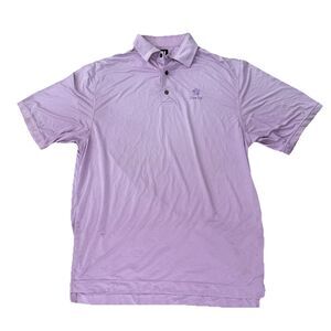 Footjoy Men’s Golf Polo Poipu Bay L Lavender 3 Buttons Tone On Tone Striped EUC